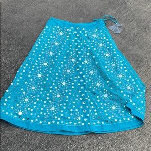 Soft Surroundings turquoise blue maxi skirt Bollywood NWT Womens Size Medium